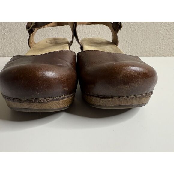 Dansko Sam Mary Jane Sandals Leather Closed Toe Brown Size 40 9.5 10 Clog - Picture 2 of 15